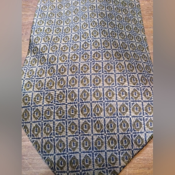 Giorgio Armani Tie, 100% Silk, Blue & Green & Grey Pattern, Made in Italy - Picture 10 of 10